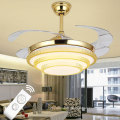 42 pouces 70W or Designers allumant des plafonniers en cristal avec ventilateur